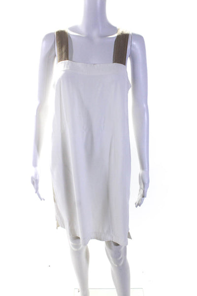 Akris Punto Womens Square Neck Zipped Sleeveless Shift Dress White Size 10