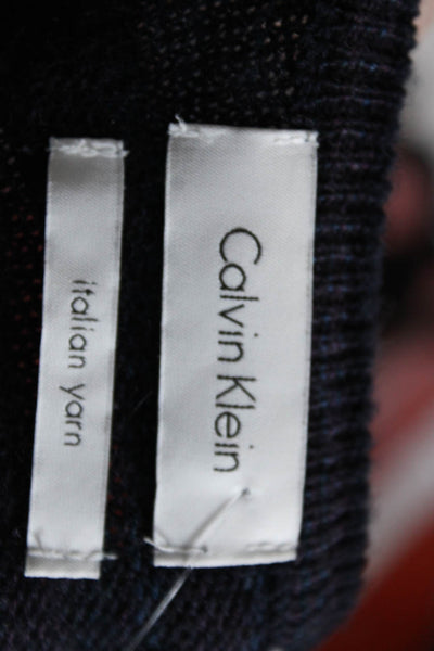 Calvin Klein Womens Wool Knit Crew Neck Long Sleeve Sweater Navy Size L