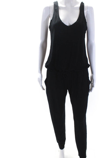 Feel the Piece Terre Jacobs Womens V Neck Jumpsuit Black Size Extra Small