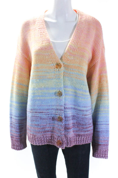 525 Womens Button Down V Neck Cardigan Sweater Multi Colored Size Large