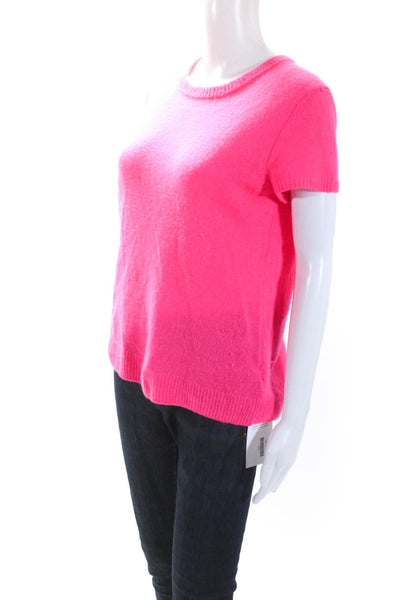 525 America Womens Cashmere Crew Neck Short Sleeves Sweater Pink Size Small