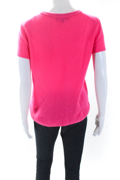 525 America Womens Cashmere Crew Neck Short Sleeves Sweater Pink Size Small