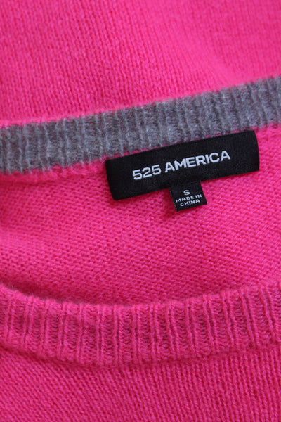 525 America Womens Cashmere Crew Neck Short Sleeves Sweater Pink Size Small