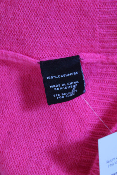 525 America Womens Cashmere Crew Neck Short Sleeves Sweater Pink Size Small