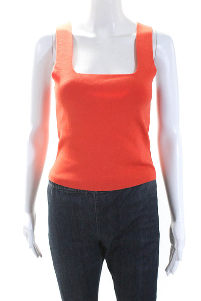 525 Womens Square Neck Stretch Knit Pullover Tank Top Orange Size Small