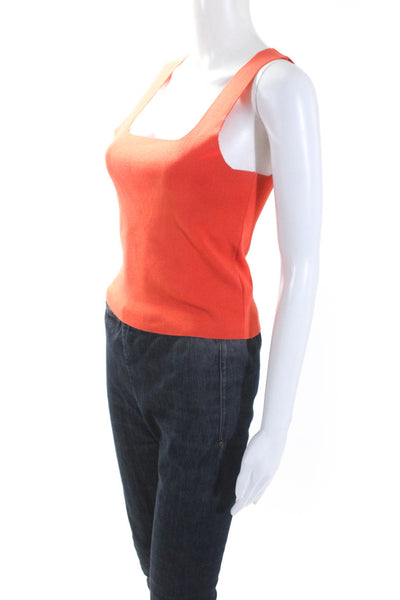 525 Womens Square Neck Stretch Knit Pullover Tank Top Orange Size Small