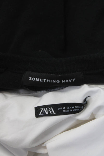 Something Navy Zara Womens Sweater Shirt Black White Size Small Medium Lot 2