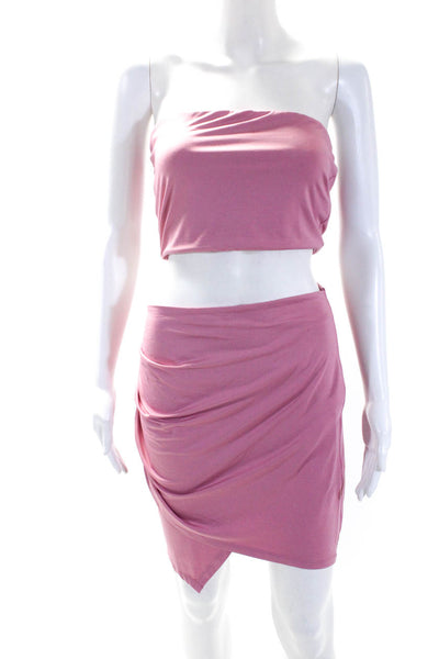 Superdown Womens Ruched Stretch Mini Skirt Rose Petal Pink Size Medium