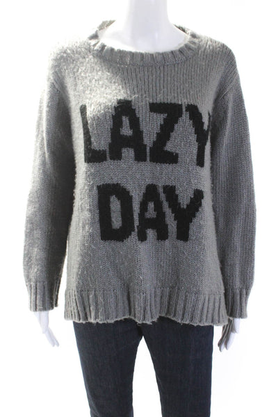 Wooden Ships Womens Knit "Lazy Day" Crew Neck Long Sleeve Sweater Gray Size L