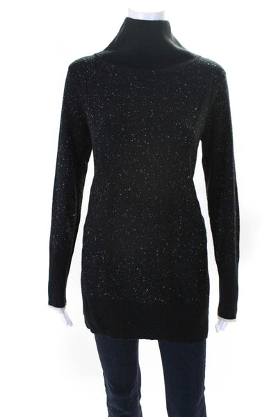 Rag & Bone Womens Cashmere Speckled Knit Mock Neck Sweater Top Black Size S