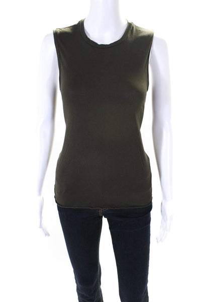 Nili Lotan Womens Cotton Sleveless Tank Top Dark Olive Size XS