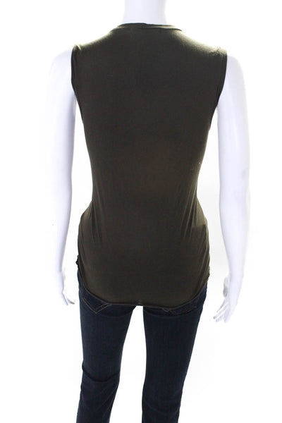 Nili Lotan Womens Cotton Sleveless Tank Top Dark Olive Size XS