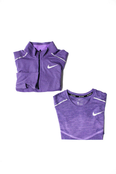 Nike Men's Mock Neck Quarter Zip Long Sleeves Sweatshirt Purple Size S Lot 2