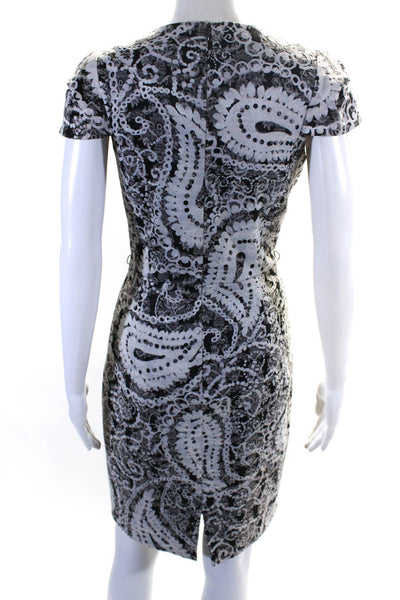 David Meister Women's Square Neck Short Sleeve A-Line Mini Dress Paisley Size 6