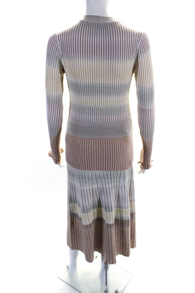 Jonathan Simkhai Women's Long Sleeves Two Piece Sweater Set Beige Size S