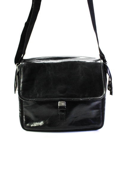 T. Anthony Womens Leather Strap Messenger Shoulder Bag Handbag Black