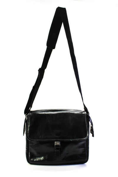 T. Anthony Womens Leather Strap Messenger Shoulder Bag Handbag Black