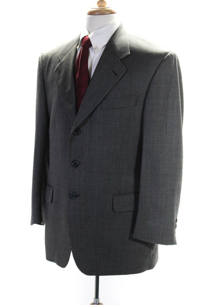 Jack Victor Mens Collared Glen Plaid Wool 3 Button Blazer Jacket Grey Size 40