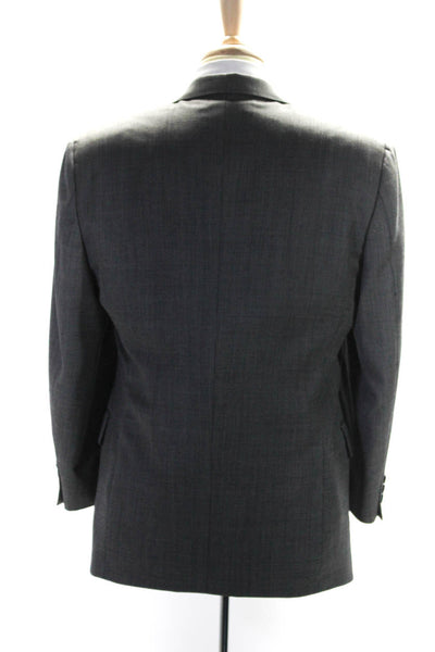 Jack Victor Mens Collared Glen Plaid Wool 3 Button Blazer Jacket Grey Size 40