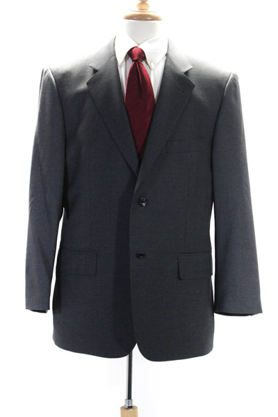 Baroni Mens Woven Wool Notched Collar 2-Button Suit Jacket Blazer Grey Size 42S