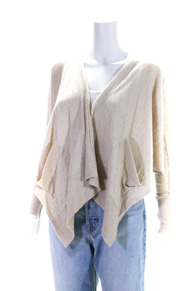 Club Monaco Womens Open Front Waterfall Cardigan Sweater Beige Cashmere Size XS