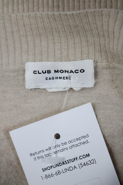 Club Monaco Womens Open Front Waterfall Cardigan Sweater Beige Cashmere Size XS