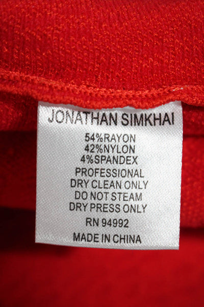 Jonathan Simkhai Womens Off Shoulder Knit Scalloped Midi Dress Red Size Small