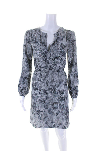 Charlotte Brody Womens Silk Satin Snakeskin Printed Shift Dress Blue Size XS