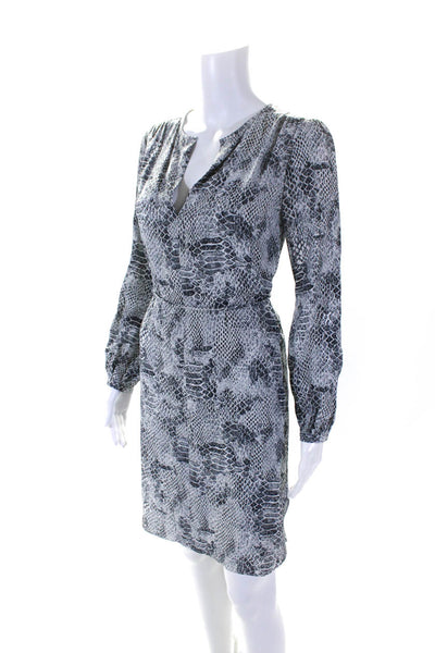 Charlotte Brody Womens Silk Satin Snakeskin Printed Shift Dress Blue Size XS