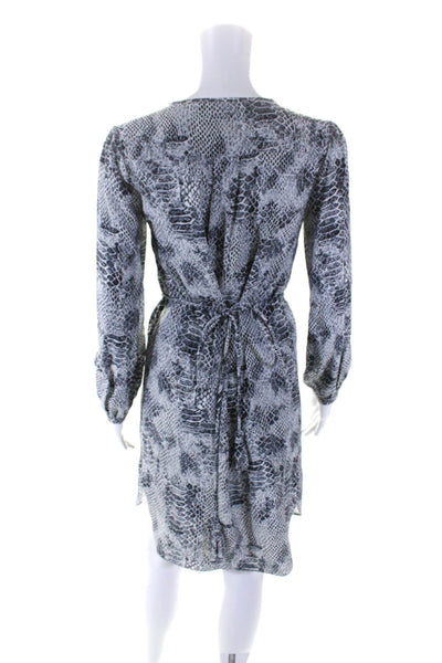 Charlotte Brody Womens Silk Satin Snakeskin Printed Shift Dress Blue Size XS