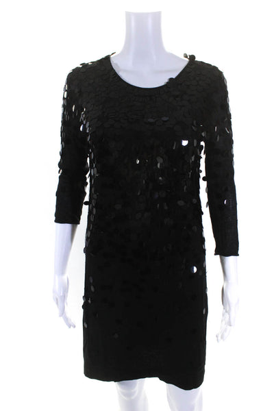 Rebecca Taylor Womens Half Sleeve Scoop Neck Paillettes Shirt Dress Black Size 6