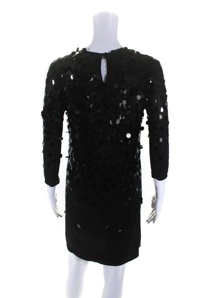 Rebecca Taylor Womens Half Sleeve Scoop Neck Paillettes Shirt Dress Black Size 6