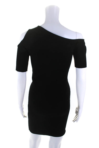 Helmut Womens Short Sleeve Cold Shoulder Scoop Neck Sheath Dress Black Small