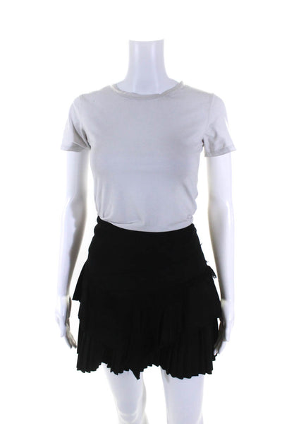 Patrizia Pepe Womens Side Zip Satin Trim Pleated A Line Skirt Black Size IT 44