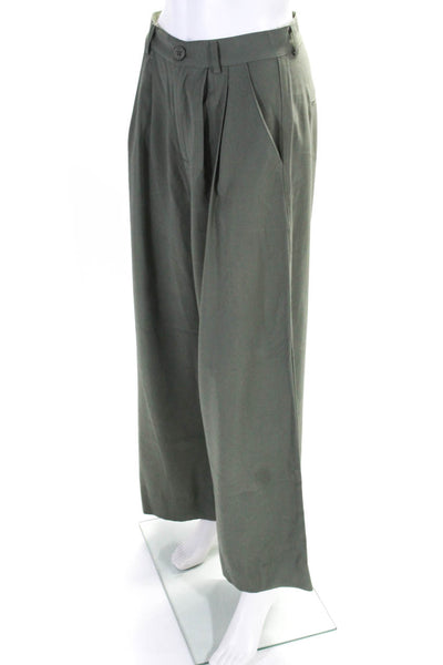 Nonchalant Womens Zipper Fly High Rise Wide Leg Pants Green Size Medium