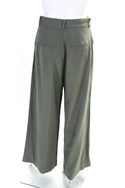 Nonchalant Womens Zipper Fly High Rise Wide Leg Pants Green Size Medium