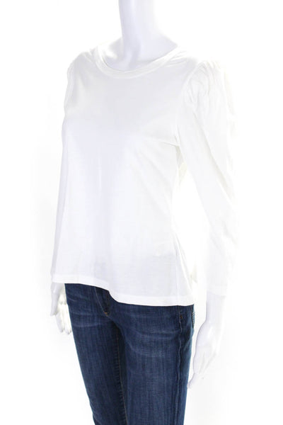 ALC Womens 3/4 Sleeve Scoop Neck Tee Shirt White Cotton Size Medium