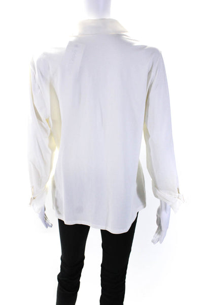 Anne Fontaine  Womens Cotton Long Sleeve Pleat Button Down Blouse White Size 46