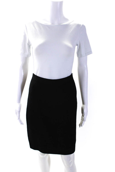 St. John Collection By Marie Gray Womens Textured Wool Pencil Skirt Black Size 8