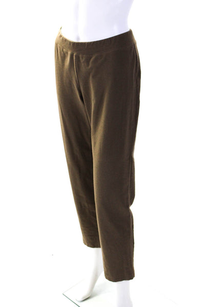 Eileen Fisher Womens Elastic Waist Slim Straight Trousers Brown Size M