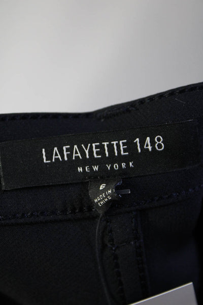 Lafayette 148 New York Womens Mid Rise Mercer Cropped Pants Navy Blue Size 6