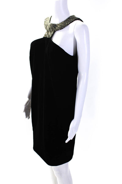 Givenchy Womens Back Zip Crystal Cut Out Velvet Dress Black Size FR 42