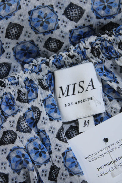Misa Womens Chiffon Off The Shoulder A-Line Ruffled Dress Blue Size M