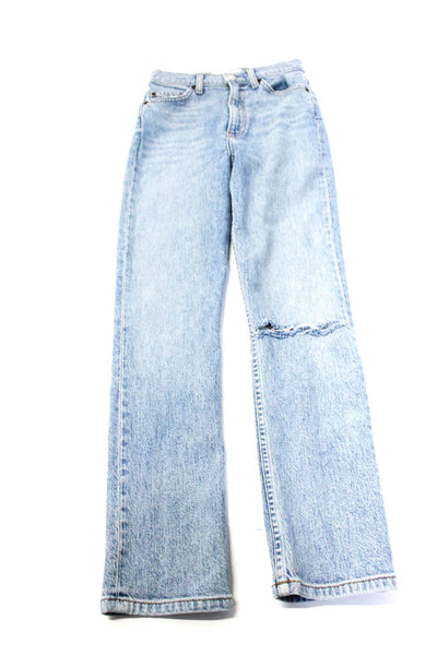Reformation Womens Blue Light Wash High Rise Skinny Leg Jeans Size 22