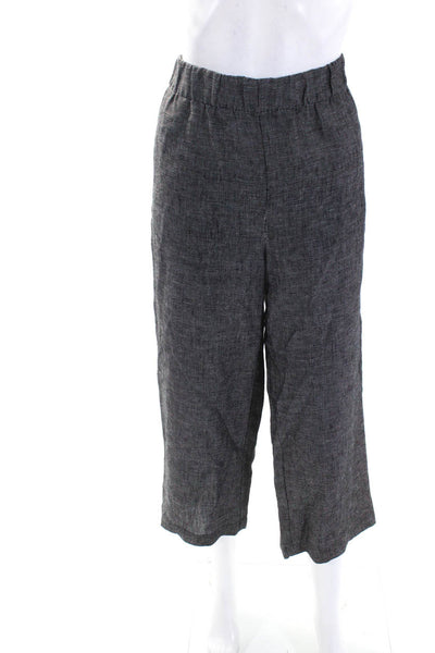 Eileen Fisher Womens Linen Blend Elastic Waist High-Rise Pants Black Size S