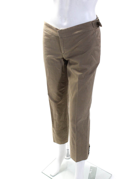 Boy Womens Cotton Four Pocket Hook Closure Low-Rise Tapered Pants Beige Size 3