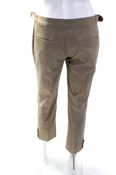 Boy Womens Cotton Four Pocket Hook Closure Low-Rise Tapered Pants Beige Size 3