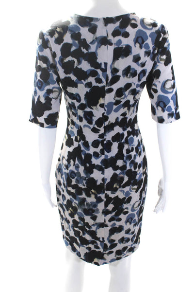 Jigsaw Womens Silk Blend Spotted Round Neck Short Sleeve Dress Blue Size 4