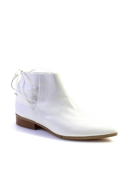 Splendid Womens Leather Pointed Toe Lace Up Ankle Boots White Size 8.5