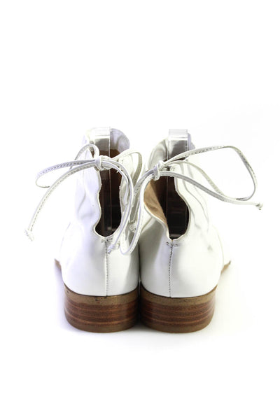 Splendid Womens Leather Pointed Toe Lace Up Ankle Boots White Size 8.5